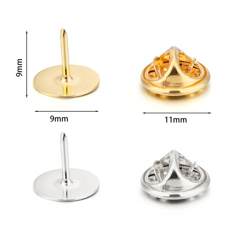 Canomo 50 Pairs Butterfly Clutch Tie Tacks Pin Backs with 10mm Blank Pins(Silver and Gold) - Image 2